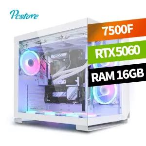 피씨스토어 화이트 감성 어항 PC 라이젠5 7500F RTX5060 360 수냉쿨러 (16GB, M.2 500GB)