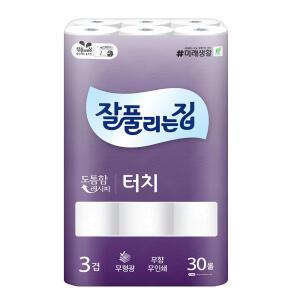 미래생활 잘풀리는집 터치 화장지 두루마리 휴지 3겹 (30롤입)