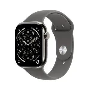 애플워치 11 셀룰러 42mm 내추럴 티타늄 케이스 스톤 그레이 스포츠 밴드 (SM) MF8M4KH/A