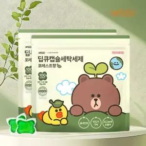 [아이러브베베]라인프렌즈 포레스트향 100개입+100개입 올인원 캡슐세제 실내건조 고농축 대용량 드럼일...