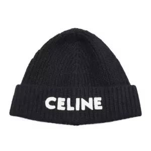 [중고명품] 블랙 울 CELINE 로고 비니