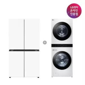[체감가 437만] LG 디오스 오브제컬렉션 매직스페이스 냉장고 + LG 트롬 워시타워 (T875MHH111 + W21WAM)