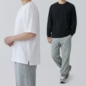 [쿼터]1+1 남자 레이어드티 20수 면티 남성 이너 무지 흰티 반팔 긴팔