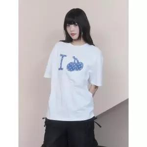 [키르시](대전신세계)아이러브 키르시 데님 아플리케 티셔츠 [화이트]