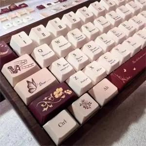 호환  감가 상각 러브 레터 키캡 PBT 염료 승화 키캡 체리KOA 프로필 방수 키캡 64 68 75 84 96 98 1 세트