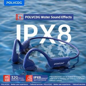 POLVCDG X7 골전도 헤드셋 IPX8 오픈형 블루투스 5.3 수영용 마이크 내장 방수 32GB 메모리 MP3 2024 신제