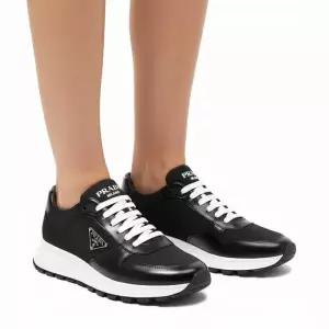 프라다 PRADA 삼각로고 남성 로우탑 가죽 스니커즈 블랙 2EE369 3LF5 F0002