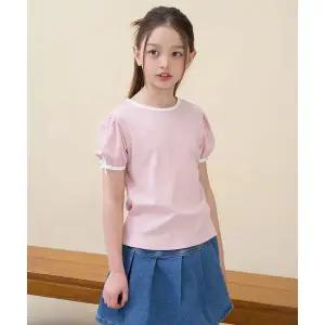 빈폴 키즈 빈폴 BEANPOLE KIDS 여아 베이직 골지 반소매 티셔츠 - 라이트 핑크 BI6342G07Y BI6342G07Y 4376