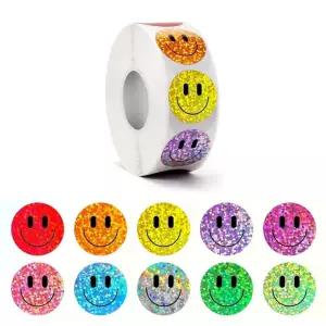 10컬러 반짝이 스마일 원형 스티커 500pcs 꾸미기 S295