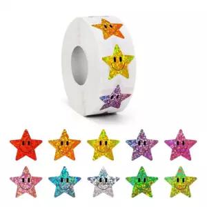 10컬러 반짝이 스마일 별 스타 스티커 500pcs 꾸미기 S296
