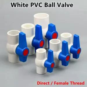 PVC소켓 화이트 PVC 소켓 볼 밸브 농업 정원 관개 수도관 스위치 연결 20mm 25mm 32mm 40mm 50mm 63mm