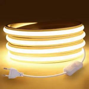 LED등 조명 고온 저항 실리콘 COB LED 스트립 라이트 방수 EU 콘센트 220V 실내외 용 로프