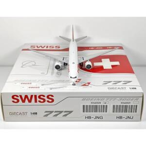 JC Wings 다이캐스트 1/400 스케일 스위스 에어 B777-300ER HB-JNG 항공기 합금 모델 소장용 장식