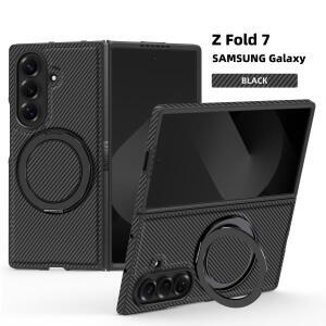 MagSafe 보호 백 커버 케이스 Z Fold7 6 5 4 3 삼성 갤럭시 7 하드 PU 카본 파이버 마그네틱 링 스탠드