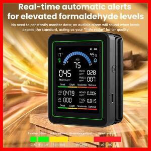 스마트 10-in-1 공기질 측정기 (WiFi, CO2, 포름알데히드, PM2.5 감지기, 실시간 데이터, 가정 및 사무실용
