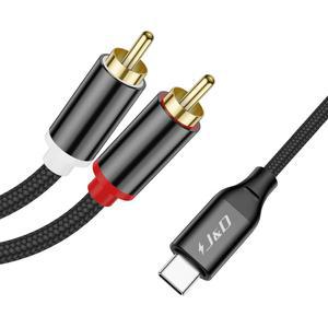 j&d usb c to rca 오디오 3.3피트 땋은 타입-c 코드 16/17 스플리터 호환 수컷에서 수컷 시리즈, y 10/9/8, 2rca pixel 케이블, 스테레오 컨버터 google