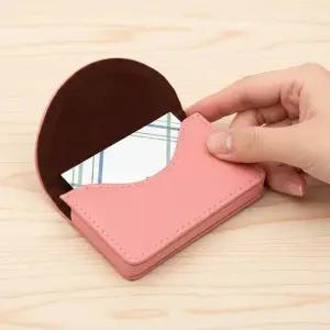 클래식 자석 명함케이스 인조가죽 카드 명함지갑 핑크