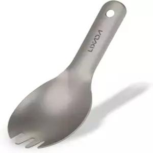 HUIOP 스푼 짧은 손잡이 티타늄 스포크 초경량 야외 캠핑 닉 플랫웨어
