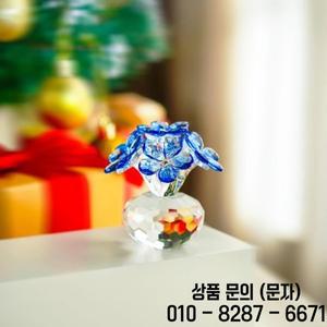 고급 크리스탈 유리 블루 가정 및 사무실 책상 장식 어버이날 거실