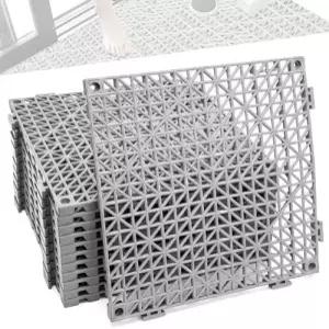 배수 데크 수영장 실외/실내용 2개 매트 모듈식 연동 쿠션 8인치 x 차고 바닥 타일 미끄럼 방지 고무 회색