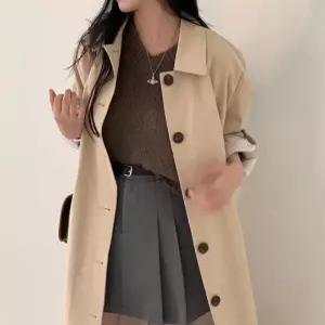피로달 슬림핏 트렌드 트렌치 코트 싱글 여친 롱 빈티지 가을 HO3