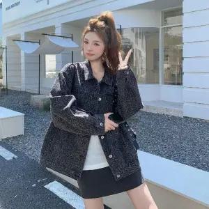 피로달 여친 청 가을 빈티지 긴팔 상의 호피 자켓 재킷 코트 HO3