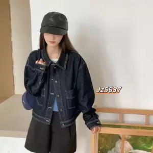 EAMT 여사친 데님 빈티지 가을 칼라 상의 코트 슬림핏 재킷 포켓 YJ3