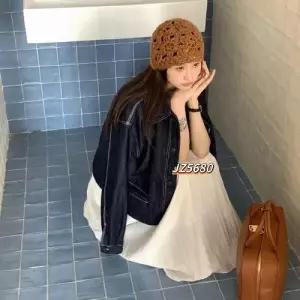 EAMT 여친 청 가을 빈티지 쇼트 칼라 코트 톱 빅 재킷 YJ3