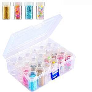 호환 1pcs24 그리드 플라스틱 보관 상자, DIY 다이아몬드 페인팅, 수공예 액세서리 보관 상자, 파란색 Ioose 구슬 부품 보관 상자