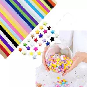 2700장 오리가미 스타 종이 27가지 색상 스트립 양면 럭키 장식 접이식 DIY 핸드 아트 용품