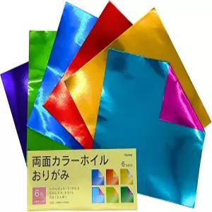 종이접기 종이 금속 호일 타입 양면 색상 일본산 6x6인치 정사각형 6가지 1팩 6매 접이식 15cm DIY 아트