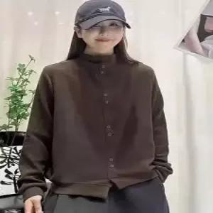 여사친 캐주얼 맨투맨 티 트렌디 반폴라 편안한 솔리드 아이템 폴라폴리스 슬림핏 풀오버 HT1