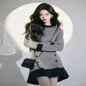 여사친 치마 원피스 니트 미니 회색 봄슬림핏 예쁜 짧은 DUCHI1