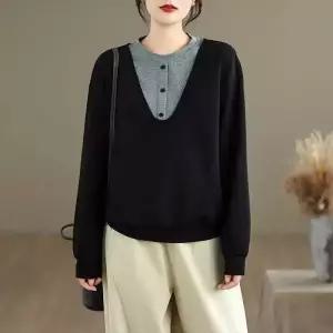 블랙팬서 여사친 가을 페이크 투피스 톱 맨투맨 OPH3