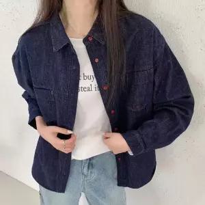 스파이더맨 레드 청 캐주얼 가을 빈티지 여사친 칼라 싱글 상의 셔츠 레이어드 OPH3