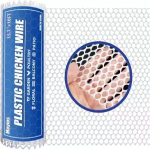 모이오스 화이트 플라스틱 치킨 와이어 메시 15.7인치 x 10FT 500GSM - 정원 가금류 개 토끼 공예품 농업