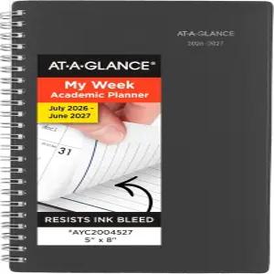 AT-A-GLANCE 플래너 2026-2027 주간 및 월간 학술 12개월 7~6월 5인치 x 8인치 데이마인드 차콜(AYC20045)