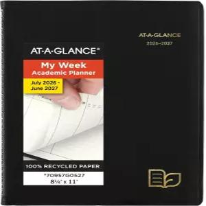 AT-A-GLANCE 플래너 2026-2027 주간 및 월간 학술 12개월 7월~6월 분기별 예약부 8-1/4인치 x 11인치