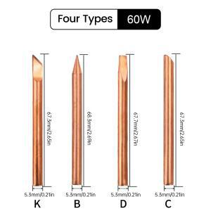 4pcs 외부 열 솔더 스틸 팁 B C D K 순수 구리 헤드 30W 40W 60W 교체 용접기 수리 도구