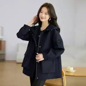 무천도사 여성용 여사친 캐주얼 바람막이 봄가을 중기장 후드 빅사이즈 귀부 양파 잠바 코트 KKE3