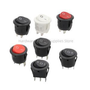 20mm 직경 SPDT 미니 소형 스위치 라운드 블랙 화이트 레드 23 핀 ON-OFF 로커 KCD1-105 AC 250V6A 125V10A