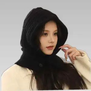여성 꽈배기 니트 바라클라바