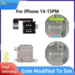 호환 WYLIE Esim은 iPhone 15 14 Plus Pro MAX Esim 용 듀얼 Sim 카드 플렉스 케이블로 수정되었습니다 단일 Sim 카드 슬롯 트레이 홀더 부품