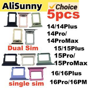 호환 5pcs Single Sim Card Tray Holder for iPhone 16 Plus 16 Pro Max Dual Sim Nano Adapter Slot Fix Parts