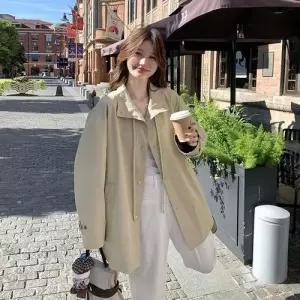 여친 연두 가을 트렌디 아이템 코트 트렌치 체크 소매 점퍼 HT3