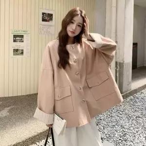 여사친 가을 소매 아이템 쇼트 스트라이프 코트 트렌치 트렌디 HT3