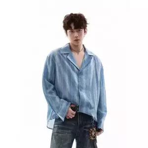 남사친 가을 빈티지 카디건 체크 칼라 긴팔 셔츠 스트라이프 봄가을 데일리 다올3