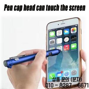 5 In 1 휴대용 다기능 펜 LED 라이트 손전등 나침반 소형 야외 생존 도구