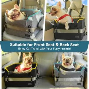 PETSFIT 소형견 카시트 특허받은 안전 버클 테더 접이식 여행용 반려견 부스터 안정적인 프레임 부드러운