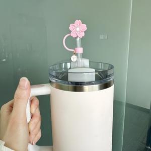 Haitang 꽃 방진 밀짚 커버 재사용 가능한 실리콘 파티 장식 컵 보호기 액세서리 오버플로 플러그